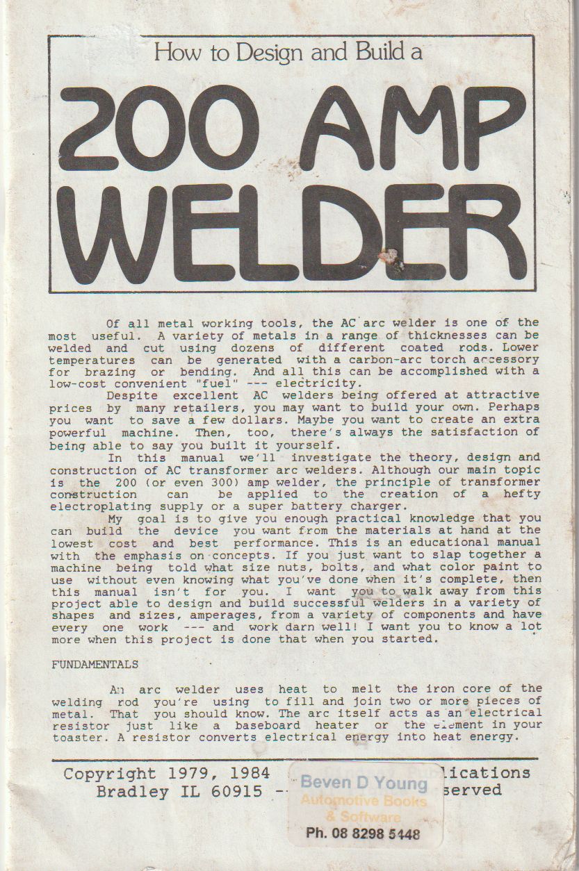 How To Design And Build A 200 Amp Welder
